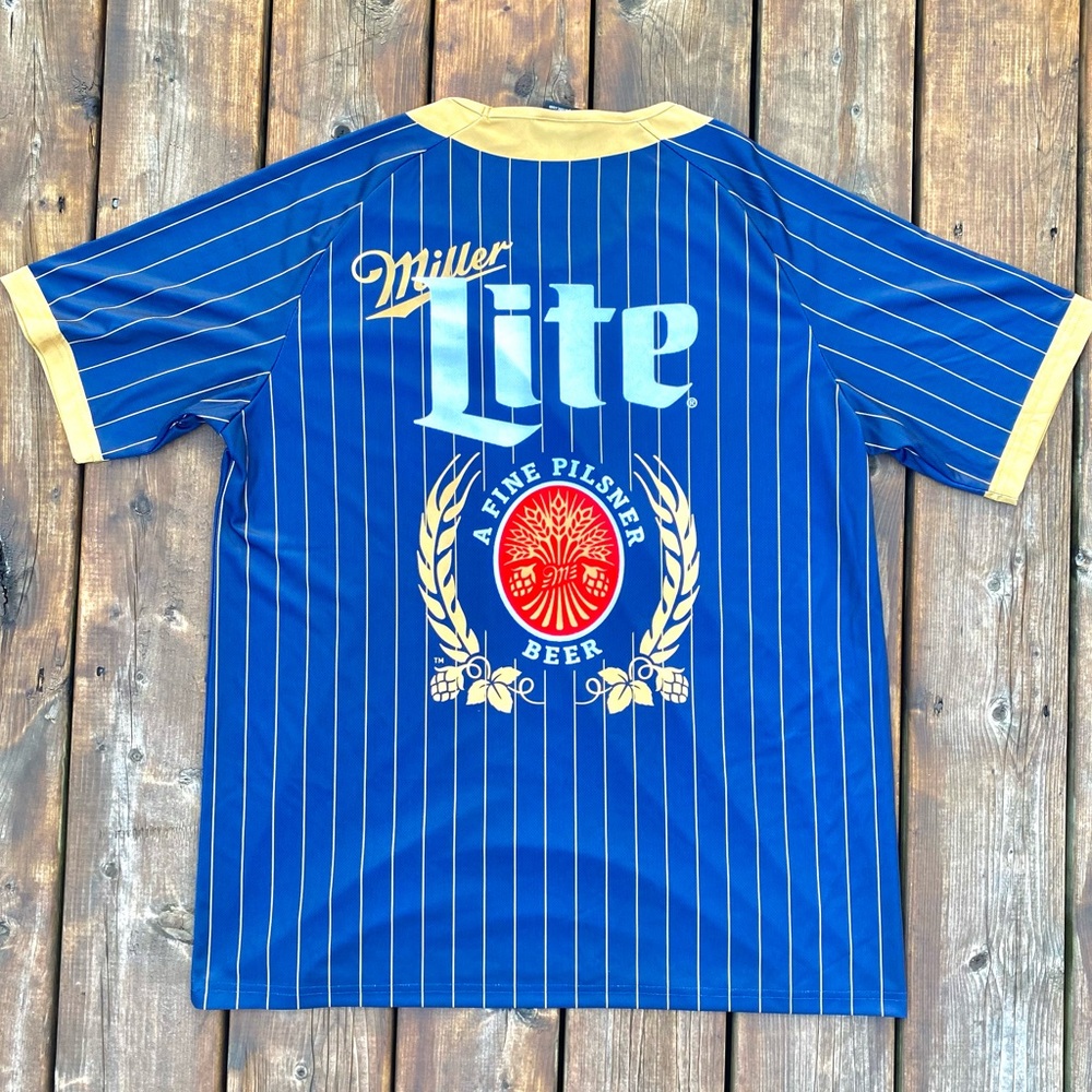 Miller Lite 75 Baseball Jersey Style Sports Bar Beer Shirt Mens XL Double Sided